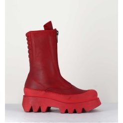 Hot Garrice Boots En Cuir Souple Rouge A Zip - 2682 Rosso