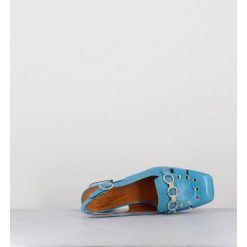 Online Garrice Mocassins Slingback En Cuir Bleu Petit Talon - Vururu Saab Blue