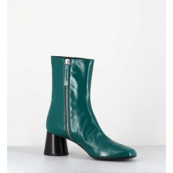 Hot Garrice Boots En Cuir Brillant Vert Talon Geometrique - Dani04 Glaze Selva