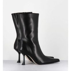 New Garrice Boots Bout Poinntu En Cuir Noir & Talon Plexi - Marcela Black Boots