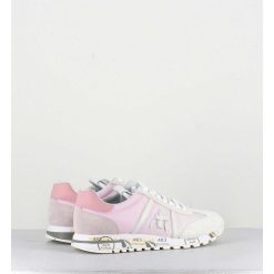 Hot Garrice Sneakers Cuir Beige & Toile Rose Degrade - Lucyd 6227