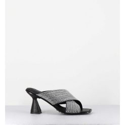 Hot Garrice Mules Cuir Noir & Perles - Liza Var Nero