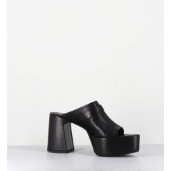 Online Garrice Mules A Plateforme Pointu En Cuir Noir - M6415 Vanity Nero