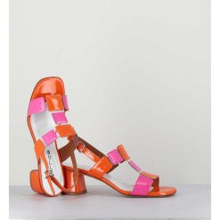 Online Garrice Sandales 60S Bout Carre En Cuir Vernis Orange & Rose - Lefai9 Orange Pink