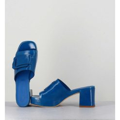 New Garrice Mules A Plateforme Petit Talon Vernis Bleu - 11532 Vetro Sky