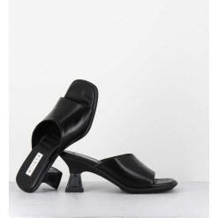 Online Garrice Mules En Cuir Noir Talon Plexi - Synthia Black Sandals