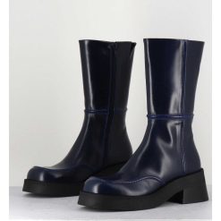 Online Garrice Boots 90S Tige Haute En Cuir Lisse Bleu - Inne Blu Boots