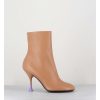 Online Garrice Boots En Cuir Beige A Talon Fin - Lidia 095 Bisquit