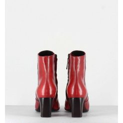 New Garrice Bottines Petit Talons En Cuir Rouge F568 - Garrice Lab