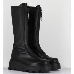 New Garrice Bottes En Cuir Stretch Noir & Zip Central - M6622 Ranch Nero