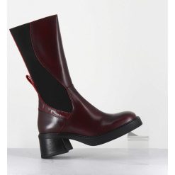 Hot Garrice Boots En Cuir Bordeaux Et Elastique Look Psychedelique - Flavia Burgundy Boots