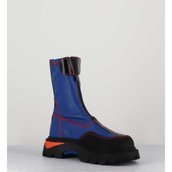 Hot Garrice Boots En Cuir Stretch Bleu Cobalt & Orange - Danica Blue Boots