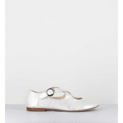 New Garrice Ballerines A Brides Croisees En Cuir Vernis Froisse Blanc - Ziami Magma Ivory