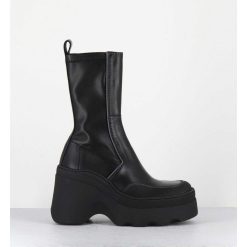 Best Garrice Boots Compensees En Cuir Noir Stretch - Deandra Black Boots