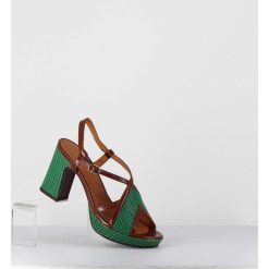 Online Garrice Sandales A Talon En Cuir Vert & Marron - Kat Ford Green