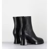 Hot Garrice Boots A Plateforme En Cuir Noir Talon Retro - Blau Nappa Nero