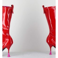 Online Garrice Boots Talon Haut En Vernis Stretch Rouge 90S - Gilda Cris Eros