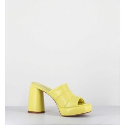 Clearance Garrice Mules A Plateforme En Cuir Jaune - Erika02 Glaze Limone