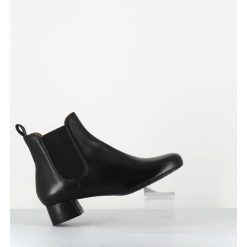 Clearance Garrice Boots En Cuir Souple Noir Petit Talon & Elastiques - Cesaria Black Nappa