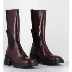 Hot Garrice Boots En Cuir Bordeaux Et Elastique Look Psychedelique - Flavia Burgundy Boots