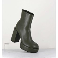 Online Garrice Boots 70S En Cuir Khaki - Aiko Nappa Oberoy