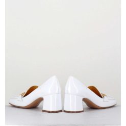 Wholesale Garrice Mocassins Petit Talon Naplak Blanc & Mors Dore - Q167 Naplak White