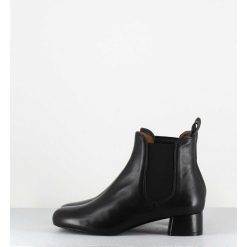 Clearance Garrice Boots En Cuir Souple Noir Petit Talon & Elastiques - Cesaria Black Nappa