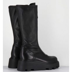 New Garrice Bottes En Cuir Stretch Noir & Zip Central - M6622 Ranch Nero