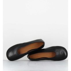 Hot Garrice Ballerines Minimalistes En Cuir Souple Noir - Paola Black Nappa