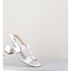 Online Garrice Sandales 60S Bout Carre En Cuir Vernis Blanc - Lefai1 Vernice Bianco