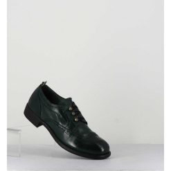 New Garrice Derbies A Boutonniere En Cuir Vert Bouteille - Calixte 035 Bouteille