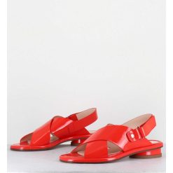 Hot Garrice Sandales Plates En Cuir Rouge - Alison Criss Tangerine