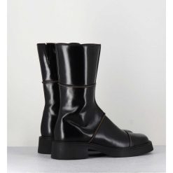 Best Garrice Boots Tige Mi-Haute En Cuir A Bout Carre Large - Dahlia Black Boots