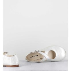 New Garrice Ballerines A Brides Croisees En Cuir Vernis Froisse Blanc - Ziami Magma Ivory