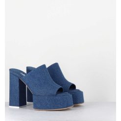 Best Garrice Mules A Plateforme Talon Haut En Jean Bleu - Sue Jeans Blue