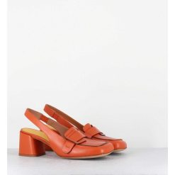 New Garrice Mocassins Slingback A Talon En Cuir Orange 70S - S242234 Remuve Orange