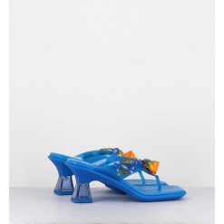 Best Garrice Tong Cuir Bleu & Plexi Ornees De Coquillages - Oceane Blue Sandals