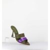 Hot Garrice Mules Bi-Matiere Bout Pointu Talon Haut Vert & Violet - Kati Valley Laminato