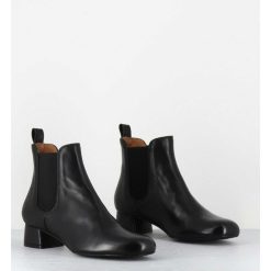 Clearance Garrice Boots En Cuir Souple Noir Petit Talon & Elastiques - Cesaria Black Nappa