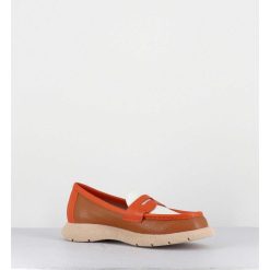 Hot Garrice Mocassins Legers En Cuir Graine Orange Beige - S146 Cuoio Panna