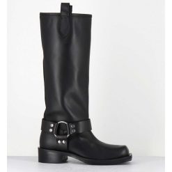 New Garrice Bottes Bikers Bout Carre En Cuir Noir - 1613 York Nero