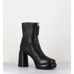 Wholesale Garrice Bottines Plateforme En Cuir Noir Retro A Zip Central - Elsa07 Nero