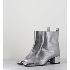 Online Garrice Boots En Cuir Gaufre Argent Details Miroir - Estime Bis Argent