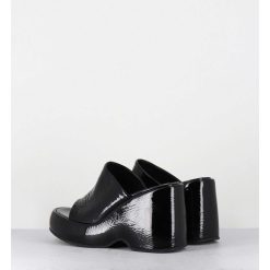 Best Garrice Mules Compensees 90S En Cuir Vernis Noir - Masa2 Cindy Nero