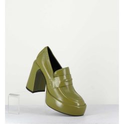 Wholesale Garrice Mocassins A Plateforme En Cuir Vert Kaki - E3301 Erba