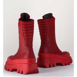 Hot Garrice Boots En Cuir Souple Rouge A Zip - 2682 Rosso