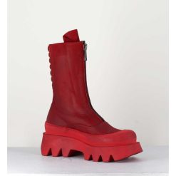 Hot Garrice Boots En Cuir Souple Rouge A Zip - 2682 Rosso