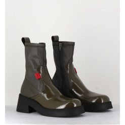 New Garrice Boots En Cuir Stretch Khaki - Oliana Khaki Boots