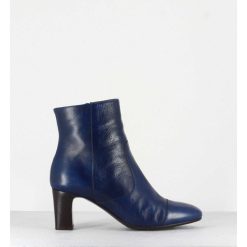 New Garrice Bottines Petit Talons En Cuir Marine F568 - Garrice Lab