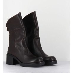 New Garrice Boots Legeres Esprit Biker En Cuir Marron - Yama Lavato Moro